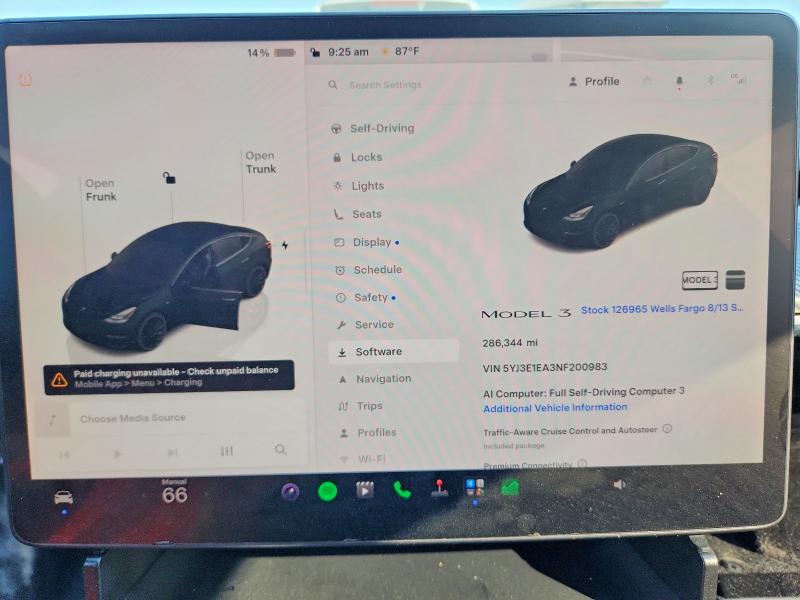 65436506 :رقم المزاد ، 5YJ3E1EA3NF200983 vin ، 2022 Tesla Model 3 مزاد بيع