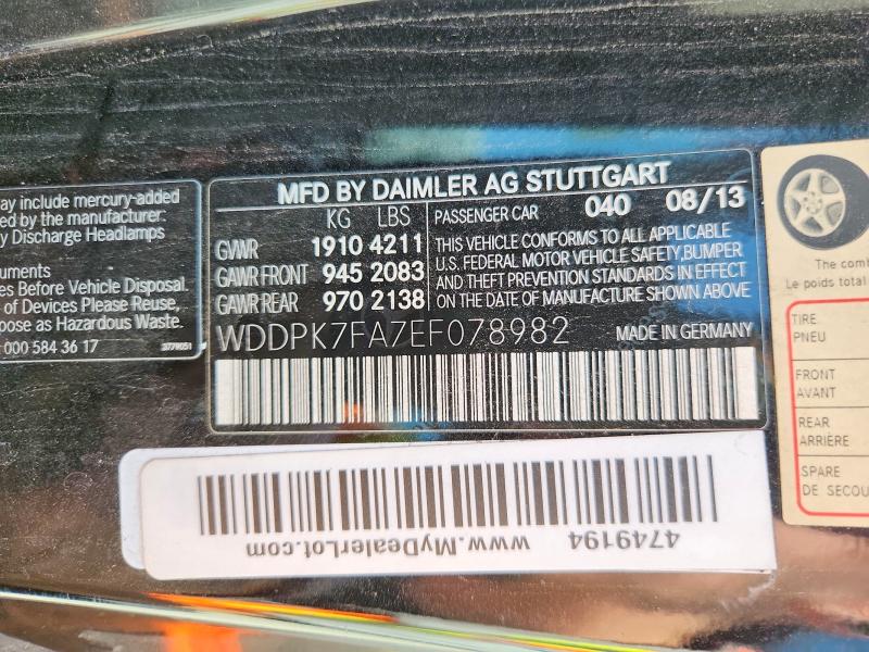 Продаж на аукціоні авто 2014 Mercedes-benz Slk, vin: WDDPK7FA7EF078982, номер лоту: 63133916