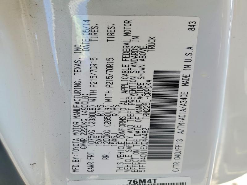 Aukcja sprzedaży 2014 Toyota Tacoma, vin: 5TFTX4CN1EX044482, numer aukcji: 64329536