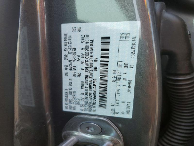 Продажа на аукционе авто 2021 Ford Escape, vin: 1FMCU9G61MUA45796, номер лота: 64795906
