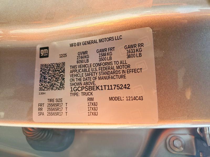 Aukcja sprzedaży 2026 Chevrolet Colorado, vin: 1GCPSBEK1T1175242, numer aukcji: 63899906