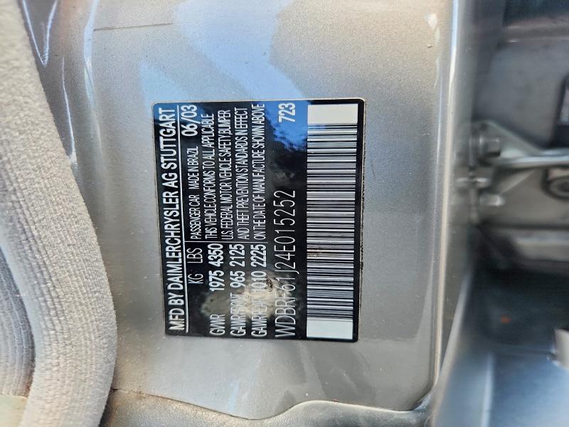 64769276 :رقم المزاد ، WDBRF61J24E015252 vin ، 2004 Mercedes-benz C مزاد بيع