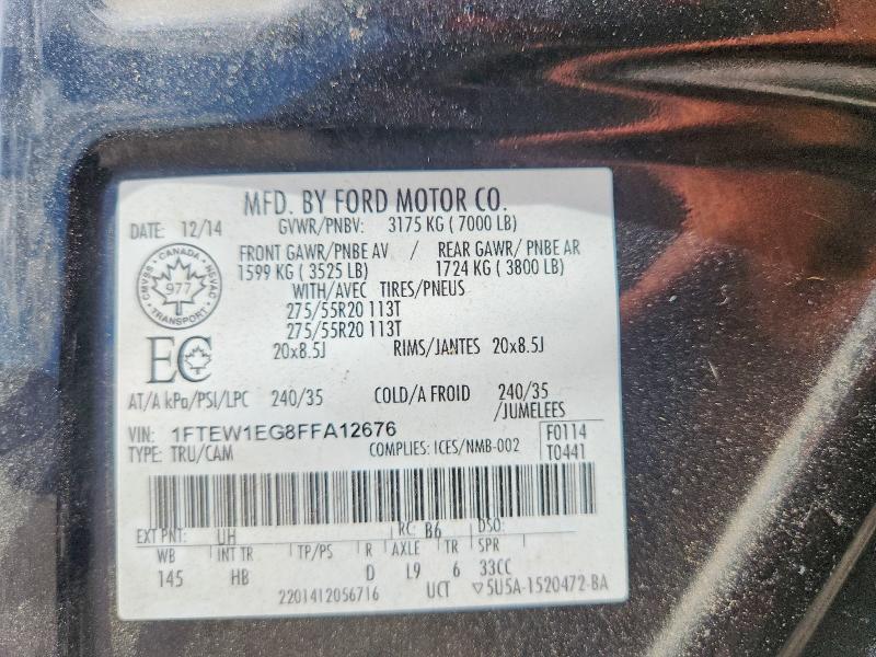 Продаж на аукціоні авто 2015 Ford F150, vin: 1FTEW1EG8FFA12676, номер лоту: 65518226