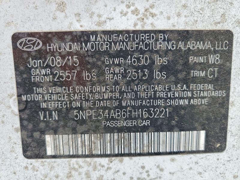 65205766 :رقم المزاد ، 5NPE34AB6FH163221 vin ، 2015 Hyundai Sonata مزاد بيع