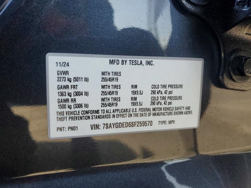 Aukcja sprzedaży 2025 Tesla Model Y, vin: 7SAYGDED6SF259570, numer aukcji: 65731436