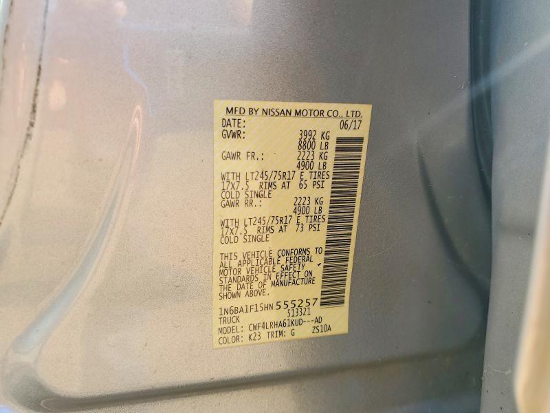 2017 Nissan Titan Xd მანქანა იყიდება აუქციონზე, vin: 1N6BA1F15HN555257, აუქციონის ნომერი: 64229846