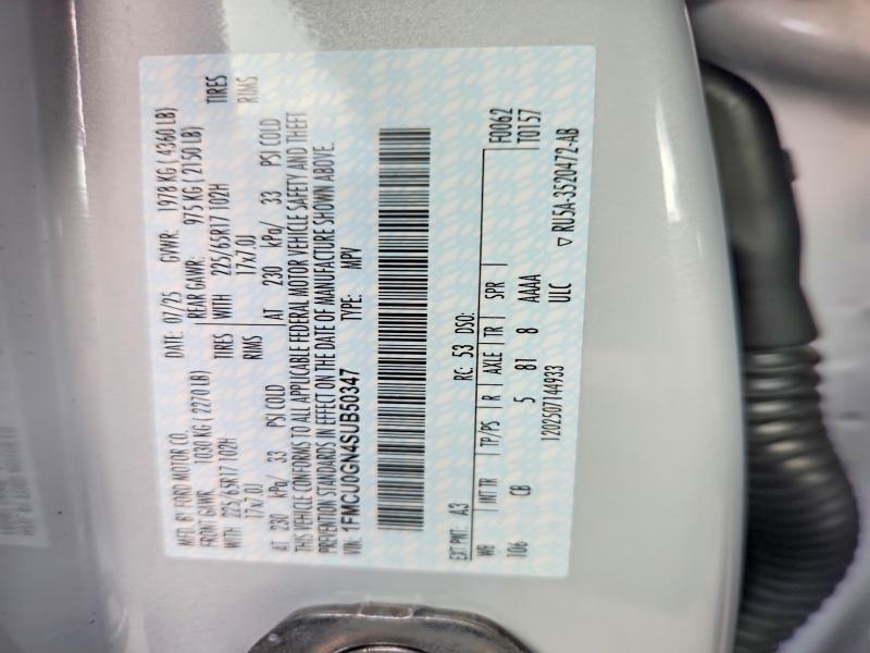 63650466 :رقم المزاد ، 1FMCU0GN4SUB50347 vin ، 2025 Ford Escape مزاد بيع