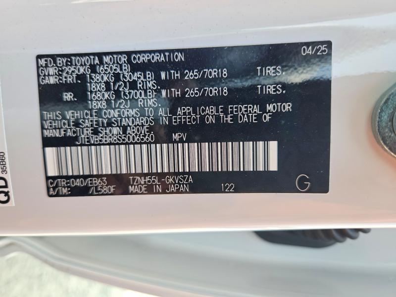 Продажа на аукционе авто 2025 Toyota 4runner, vin: JTEVB5BR8S5006560, номер лота: 60245896