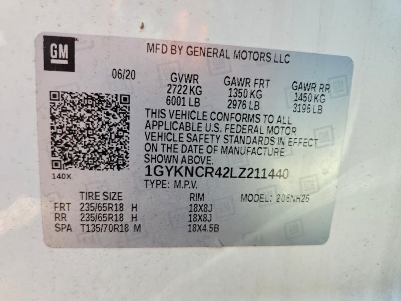 2020 Cadillac Xt5 მანქანა იყიდება აუქციონზე, vin: 1GYKNCR42LZ211440, აუქციონის ნომერი: 65791546