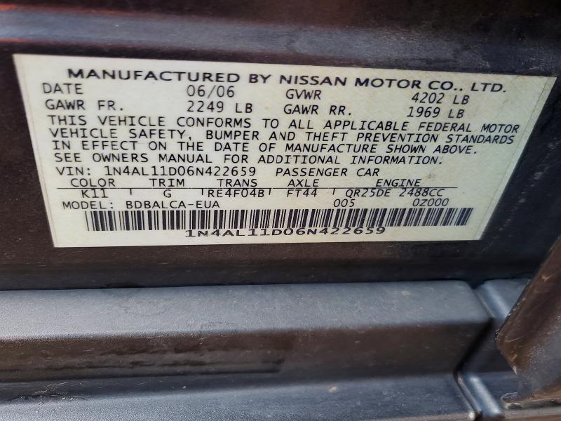 Продаж на аукціоні авто 2006 Nissan Altima, vin: 1N4AL11D06N422659, номер лоту: 64320996