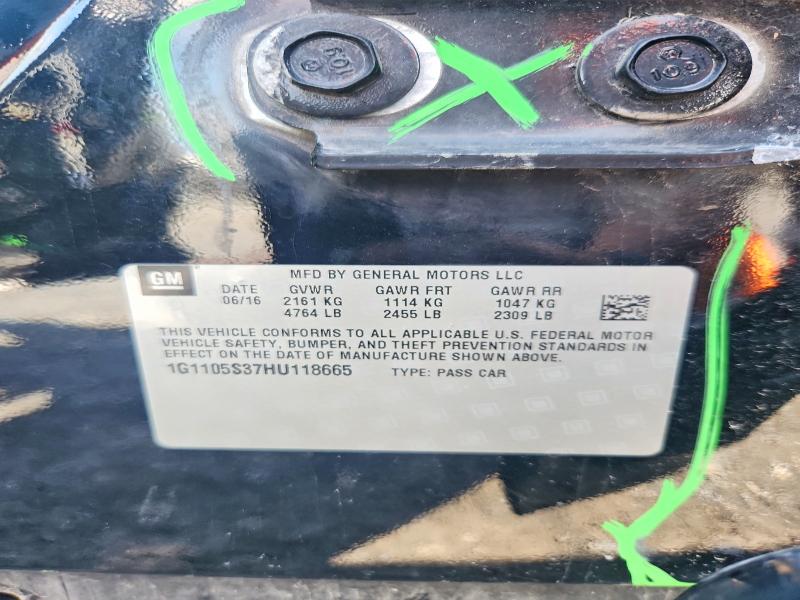 Aukcja sprzedaży 2017 Chevrolet Impala, vin: 1G1105S37HU118665, numer aukcji: 64987686