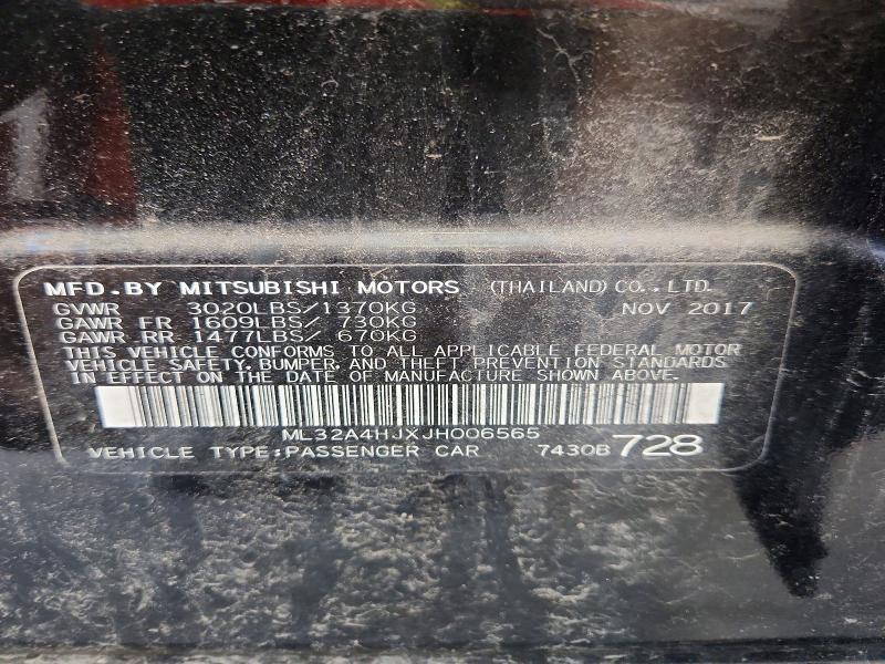 65100296 :رقم المزاد ، ML32A4HJXJH006565 vin ، 2018 Mitsubishi Mirage مزاد بيع