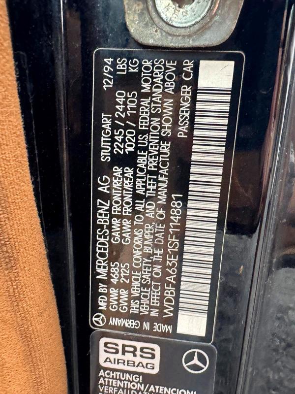 65593126 :رقم المزاد ، WDBFA63E1SF114881 vin ، 1995 Mercedes-benz Sl مزاد بيع