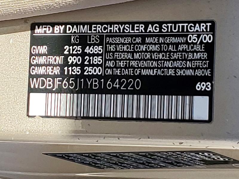 Продажа на аукционе авто 2000 Mercedes-benz E, vin: WDBJF65J1YB164220, номер лота: 65228106