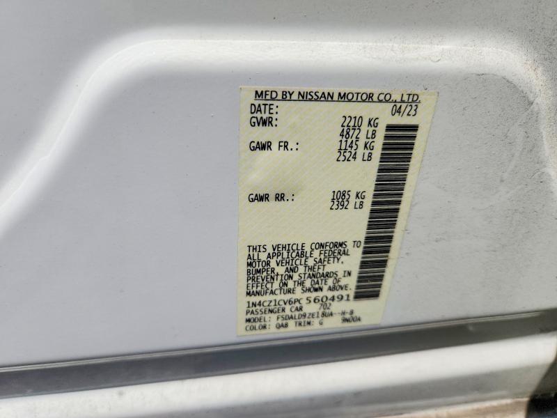 2023 Nissan Leaf მანქანა იყიდება აუქციონზე, vin: 1N4CZ1CV6PC560491, აუქციონის ნომერი: 63695086