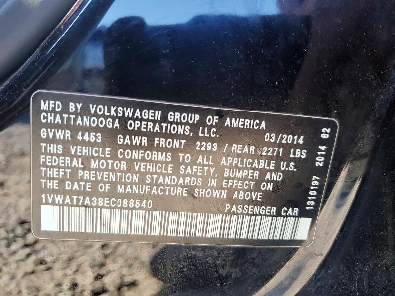 Продажа на аукционе авто 2014 Volkswagen Passat, vin: 1VWAT7A38EC088540, номер лота: 63851956