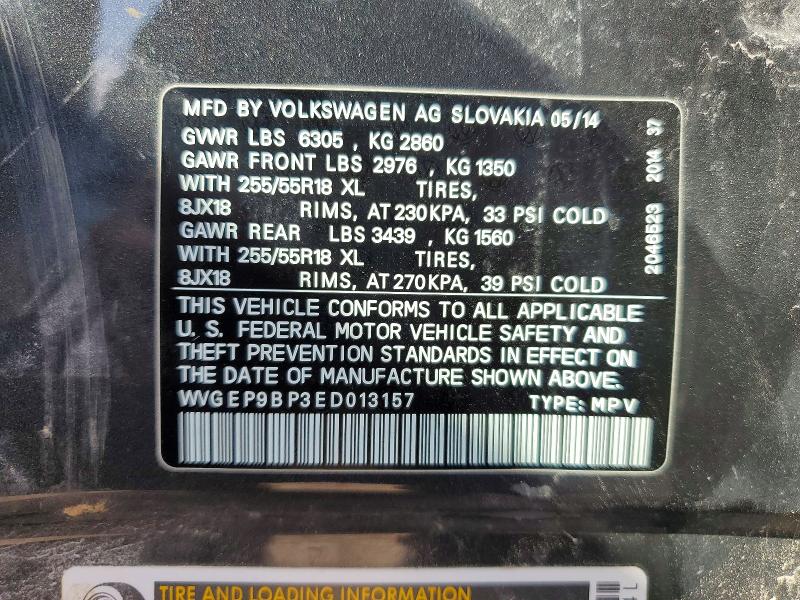 Aukcja sprzedaży 2014 Volkswagen Touareg, vin: WVGEP9BP3ED013157, numer aukcji: 65742916