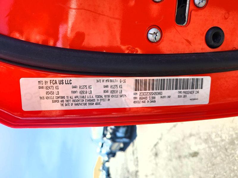 66624806 :رقم المزاد ، 2C3CDZC92GH263083 vin ، 2016 Dodge Challenger مزاد بيع