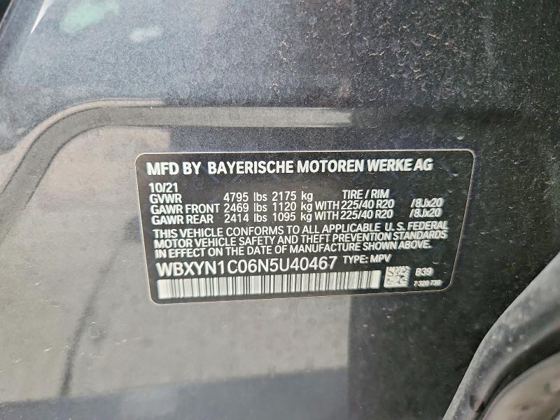 64459666 :رقم المزاد ، WBXYN1C06N5U40467 vin ، 2022 Bmw X2 مزاد بيع