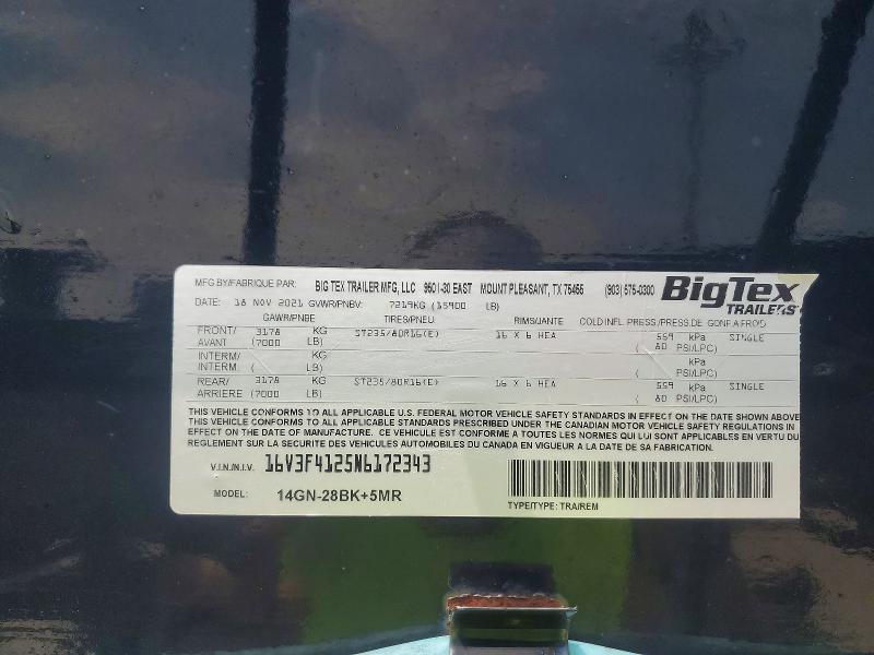 Продажа на аукционе авто 2022 Big Tex Gooseneck Flatbed, vin: 16V3F4125N6172343, номер лота: 64470886