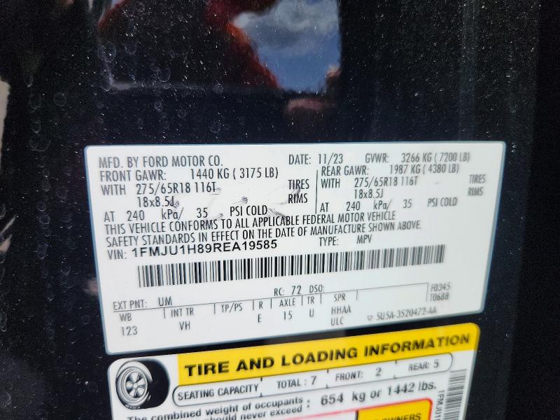 2024 Ford Expedition მანქანა იყიდება აუქციონზე, vin: 1FMJU1H89REA19585, აუქციონის ნომერი: 66337426