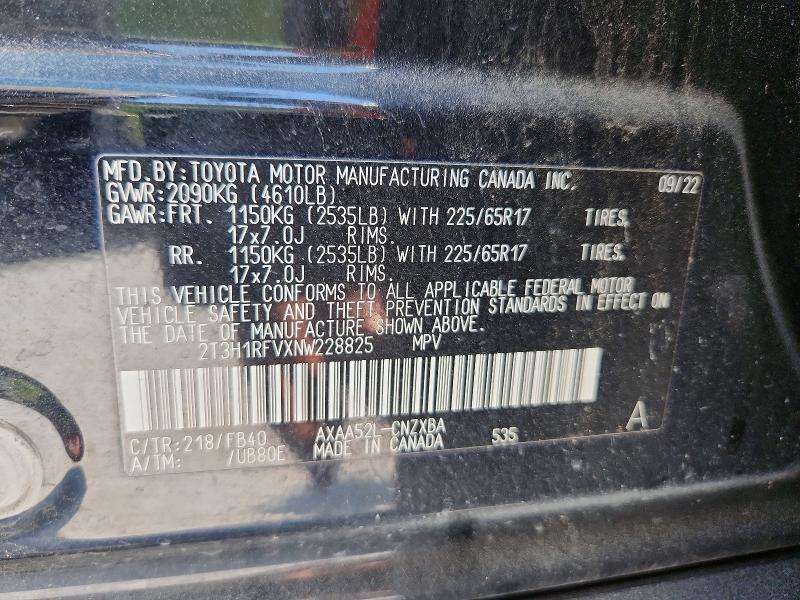 Aukcja sprzedaży 2022 Toyota Rav4, vin: 2T3H1RFVXNW228825, numer aukcji: 62805006