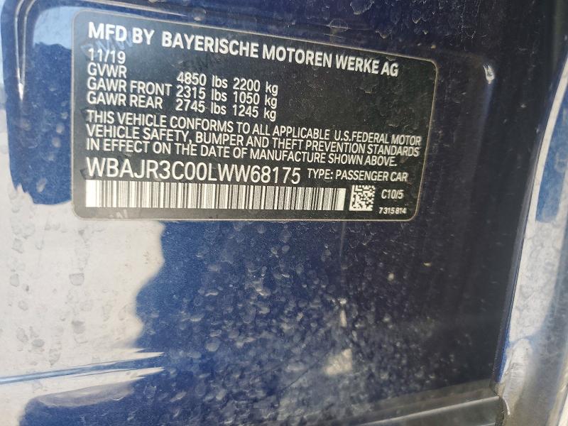 64531806 :رقم المزاد ، WBAJR3C00LWW68175 vin ، 2020 Bmw 530 مزاد بيع