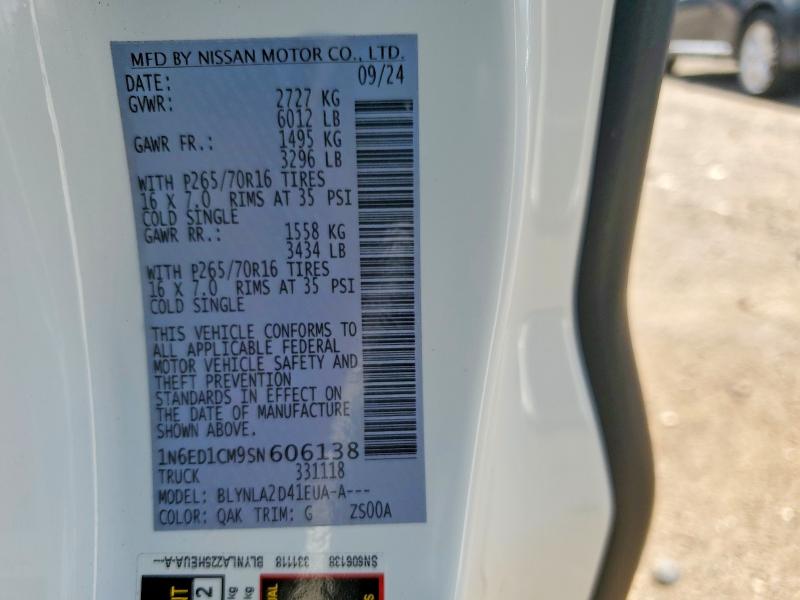 62476266 :رقم المزاد ، 1N6ED1CM9SN606138 vin ، 2025 Nissan Frontier مزاد بيع