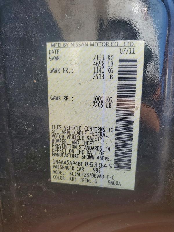 Aukcja sprzedaży 2011 Nissan Maxima, vin: 1N4AA5AP4BC863045, numer aukcji: 67250576