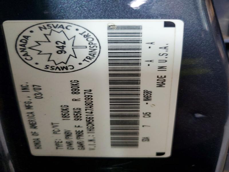 Aukcja sprzedaży 2007 Honda Accord, vin: 1HGCM56147A809974, numer aukcji: 65267816