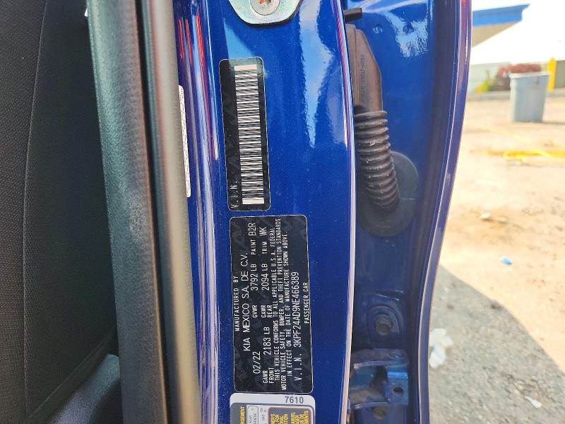 67035056 :رقم المزاد ، 3KPF24AD9NE466389 vin ، 2022 Kia Forte مزاد بيع