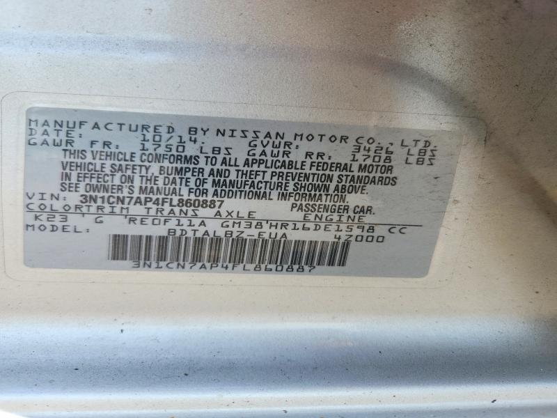 Aukcja sprzedaży 2015 Nissan Versa, vin: 3N1CN7AP4FL860887, numer aukcji: 65673816