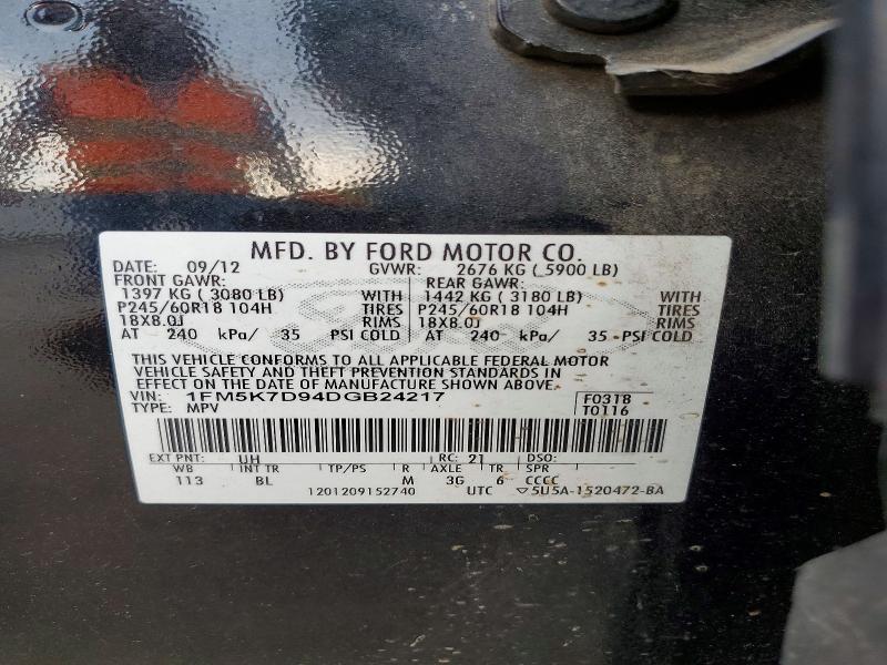 65549746 :رقم المزاد ، 1FM5K7D94DGB24217 vin ، 2013 Ford Explorer مزاد بيع