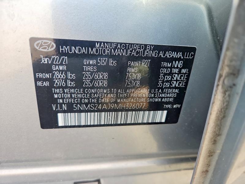 Продаж на аукціоні авто 2021 Hyundai Santa Fe, vin: 5NMS24AJ9MH326077, номер лоту: 63719856
