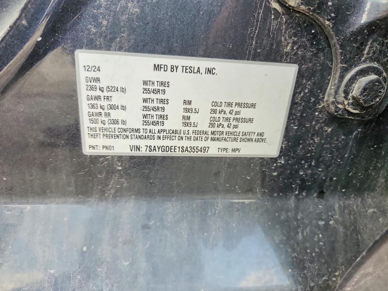60560806 :رقم المزاد ، 7SAYGDEE1SA355497 vin ، 2025 Tesla Model Y مزاد بيع