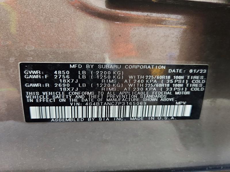 Aukcja sprzedaży 2023 Subaru Outback, vin: 4S4BTANC7P3165069, numer aukcji: 66025506
