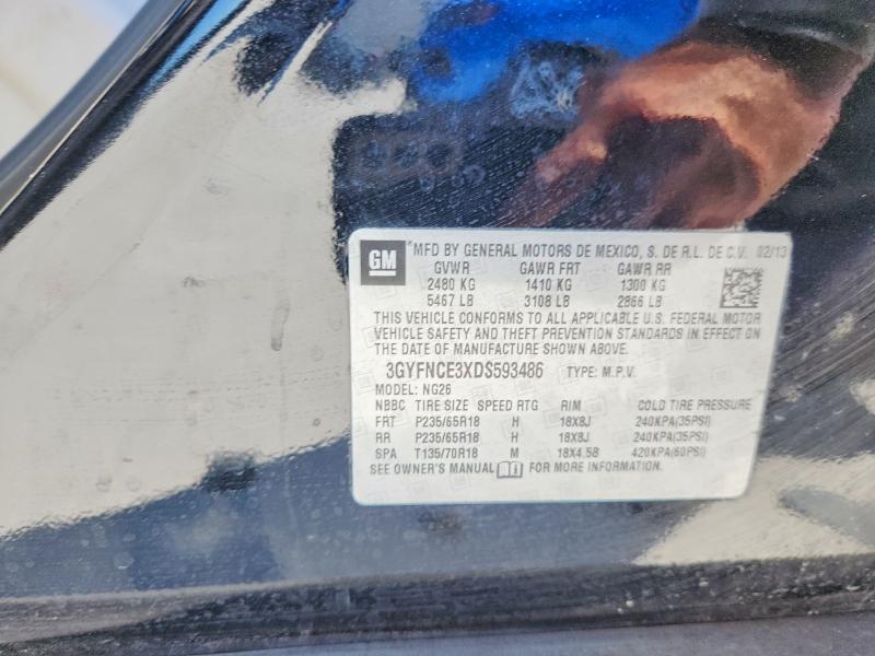 63458816 :رقم المزاد ، 3GYFNCE3XDS593486 vin ، 2013 Cadillac Srx مزاد بيع