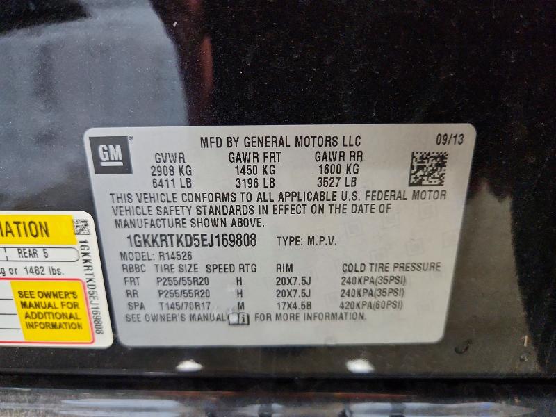 Aukcja sprzedaży 2014 Gmc Acadia, vin: 1GKKRTKD5EJ169808, numer aukcji: 64462056