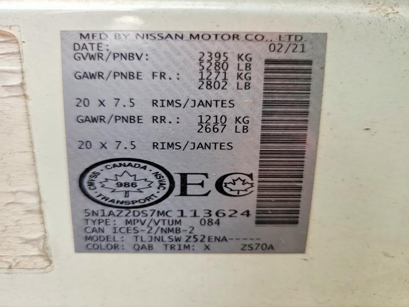 Aukcja sprzedaży 2021 Nissan Murano, vin: 5N1AZ2DS7MC113624, numer aukcji: 65401156