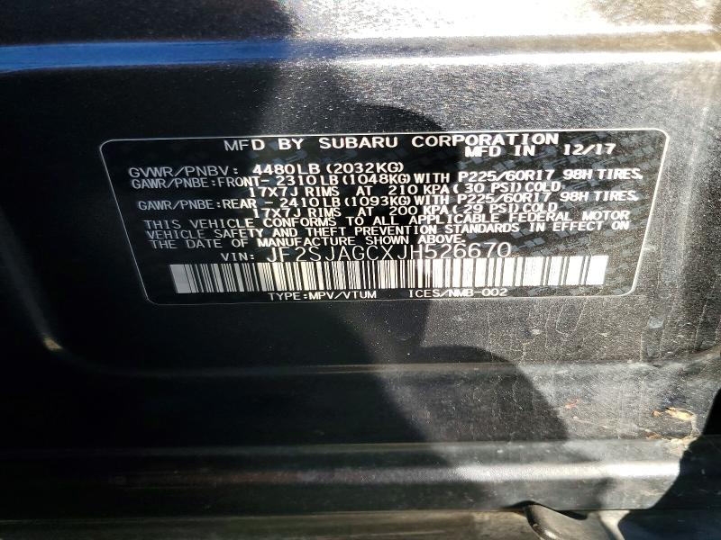 63366326 :رقم المزاد ، JF2SJAGCXJH526670 vin ، 2018 Subaru Forester مزاد بيع
