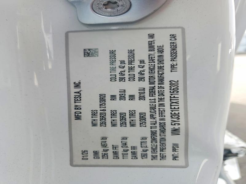 63611516 :رقم المزاد ، 5YJ3E1ETXTF156382 vin ، 2026 Tesla Model 3 مزاد بيع