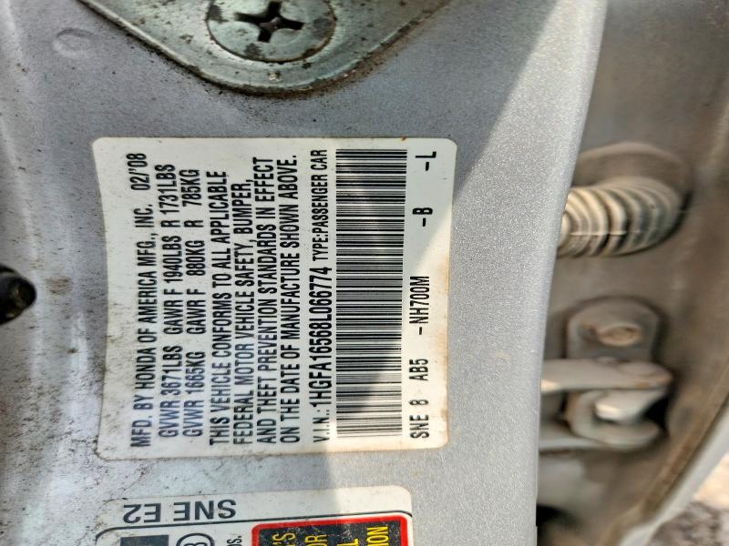 Продажа на аукционе авто 2008 Honda Civic, vin: 1HGFA16568L066774, номер лота: 65658496