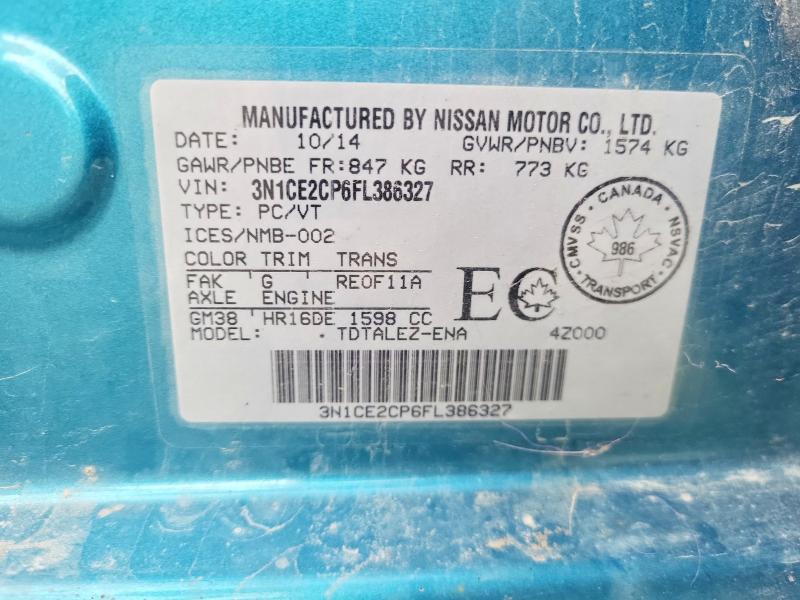 Продаж на аукціоні авто 2015 Nissan Versa Note, vin: 3N1CE2CP6FL386327, номер лоту: 66252456