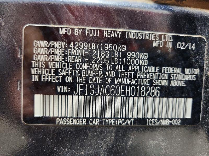 Aukcja sprzedaży 2014 Subaru Impreza, vin: JF1GJAC60EH018286, numer aukcji: 66180296