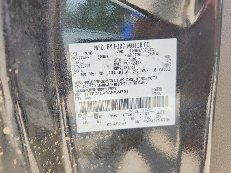 63344646 :رقم المزاد ، 1FTFX1EV0AFA24751 vin ، 2010 Ford F150 مزاد بيع