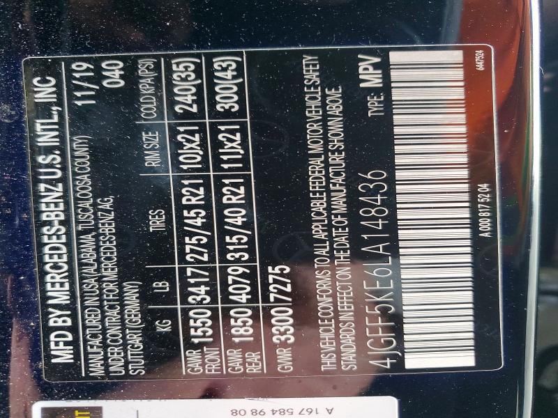 Продаж на аукціоні авто 2020 Mercedes-benz Gls, vin: 4JGFF5KE6LA148436, номер лоту: 64334126