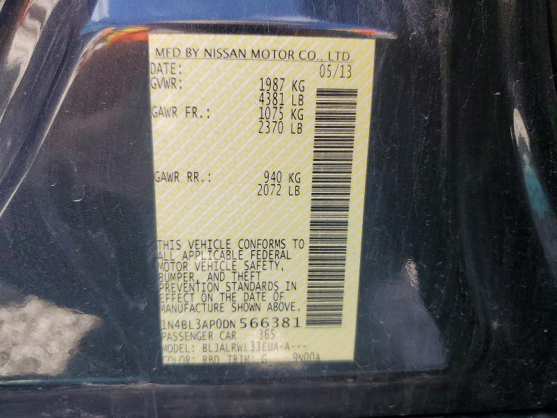 Продаж на аукціоні авто 2013 Nissan Altima, vin: 1N4BL3AP0DN566381, номер лоту: 66642946
