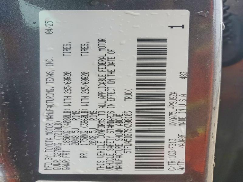 Aukcja sprzedaży 2025 Toyota Tundra, vin: 5TFLA5DB7SX308103, numer aukcji: 63674506