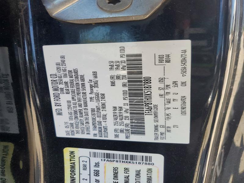Продажа на аукционе авто 2019 Ford Mustang, vin: 1FA6P8THXK5187880, номер лота: 66227436