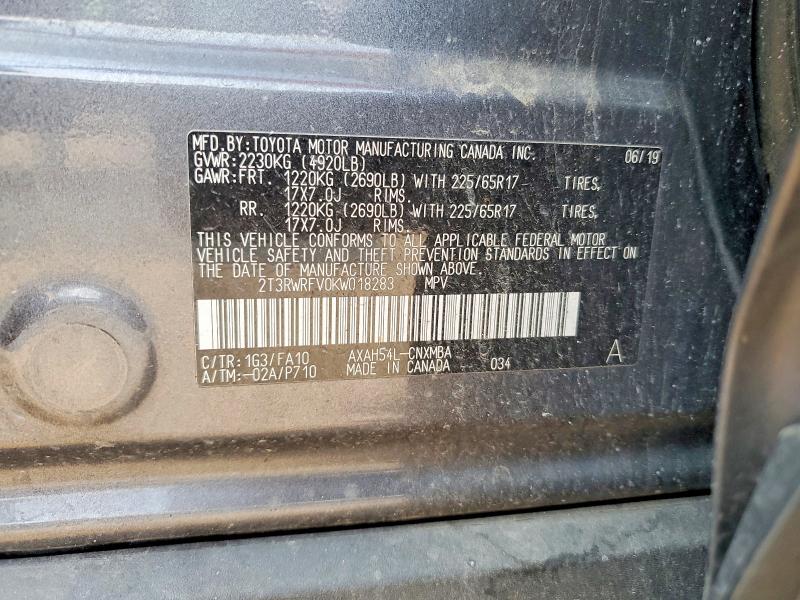 Продажа на аукционе авто 2019 Toyota Rav4 Hybrid, vin: 2T3RWRFV0KW018283, номер лота: 63965826